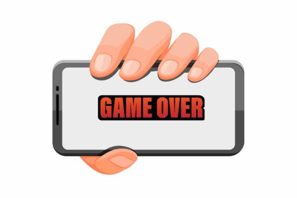 Strategic Use of Hand Holding Smartphone with Game Over for Enhanced Gaming App Concepts
